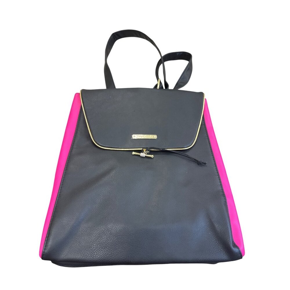 Juicy Couture Womens Black & Pink Backpack With Gold Accents SKU8093
